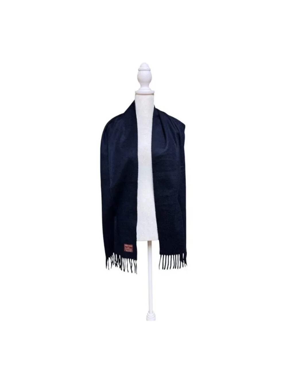 Nordstrom 100% Cashmere Navy Fringe Scarf Made in Germany Soft 62”